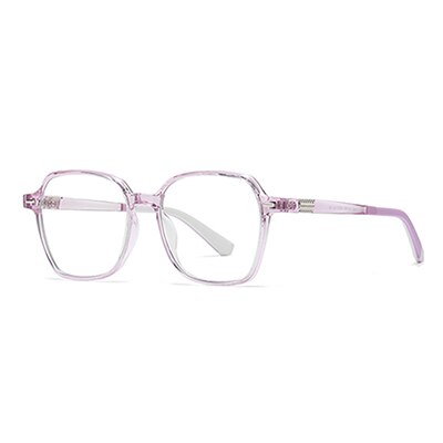 Ralferty Women's Full Rim Irregular Square Tr 90 Acetate Eyeglasses D862 Full Rim Ralferty China C31 Clear Purple 