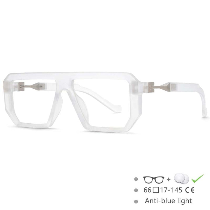 CCspace Unisex Full Rim Irregular Rectangle Tr 90 Eyeglasses 54630 Full Rim CCspace China Clear