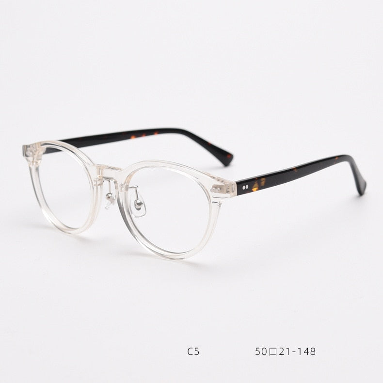CCspace Unisex Full Rim Round Acetate Eyeglasses 55692 Full Rim CCspace Clear China