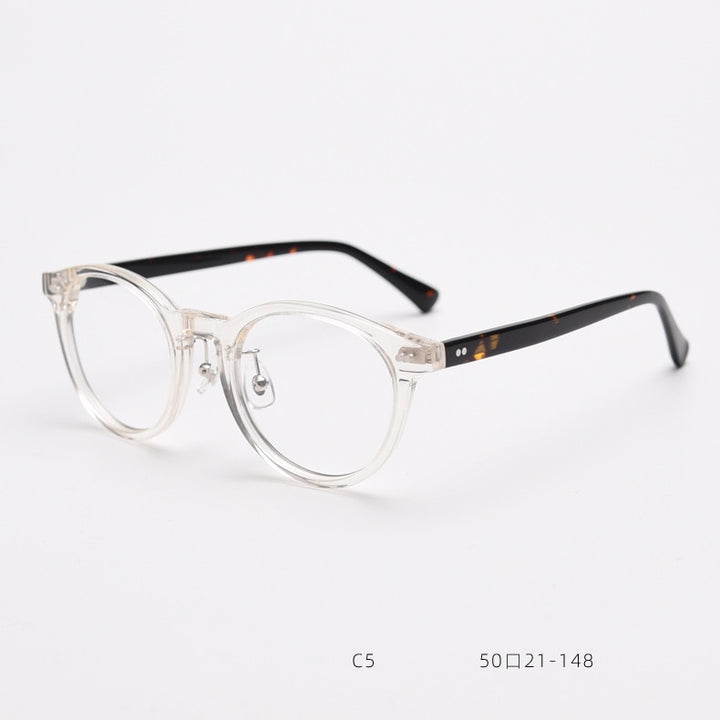 CCspace Unisex Full Rim Round Acetate Eyeglasses 55692 Full Rim CCspace Clear China