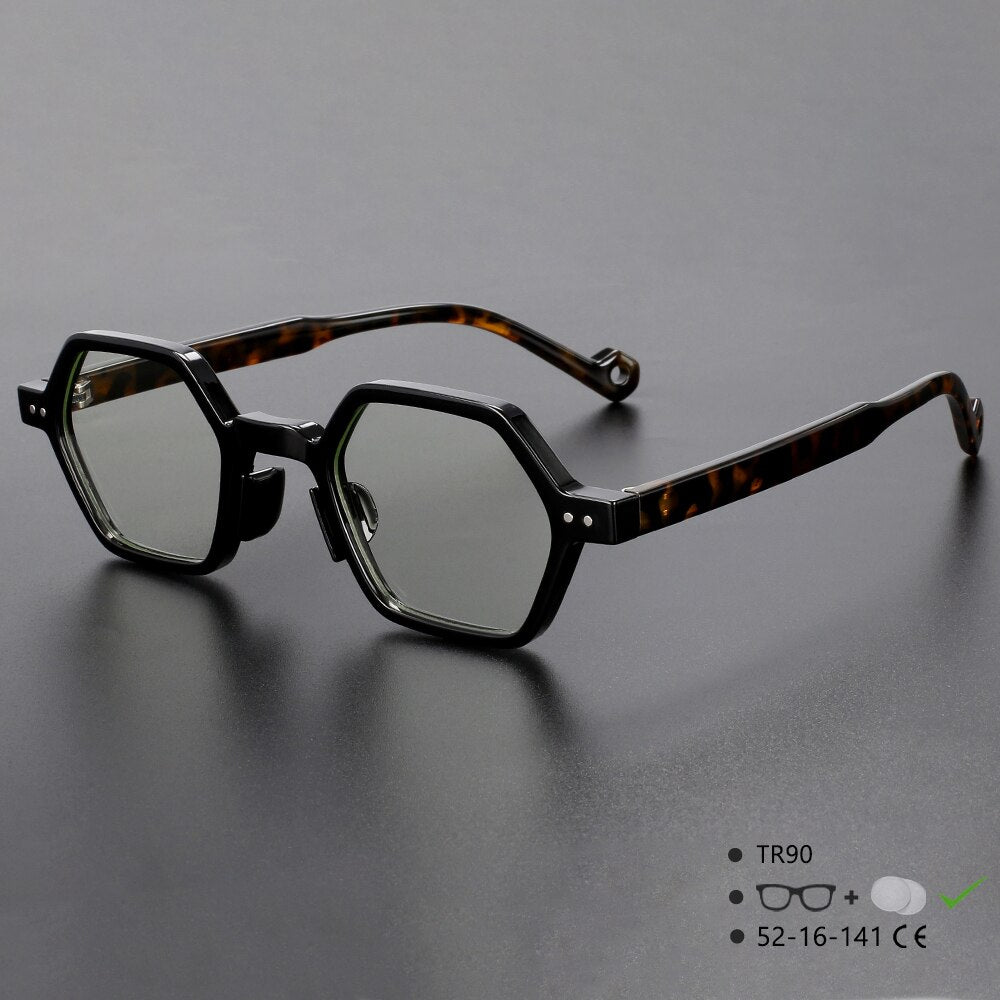 CCspace Unisex Full Rim Polygonal Tr 90 Acetate Eyeglasses 54565 Full Rim CCspace C1W China
