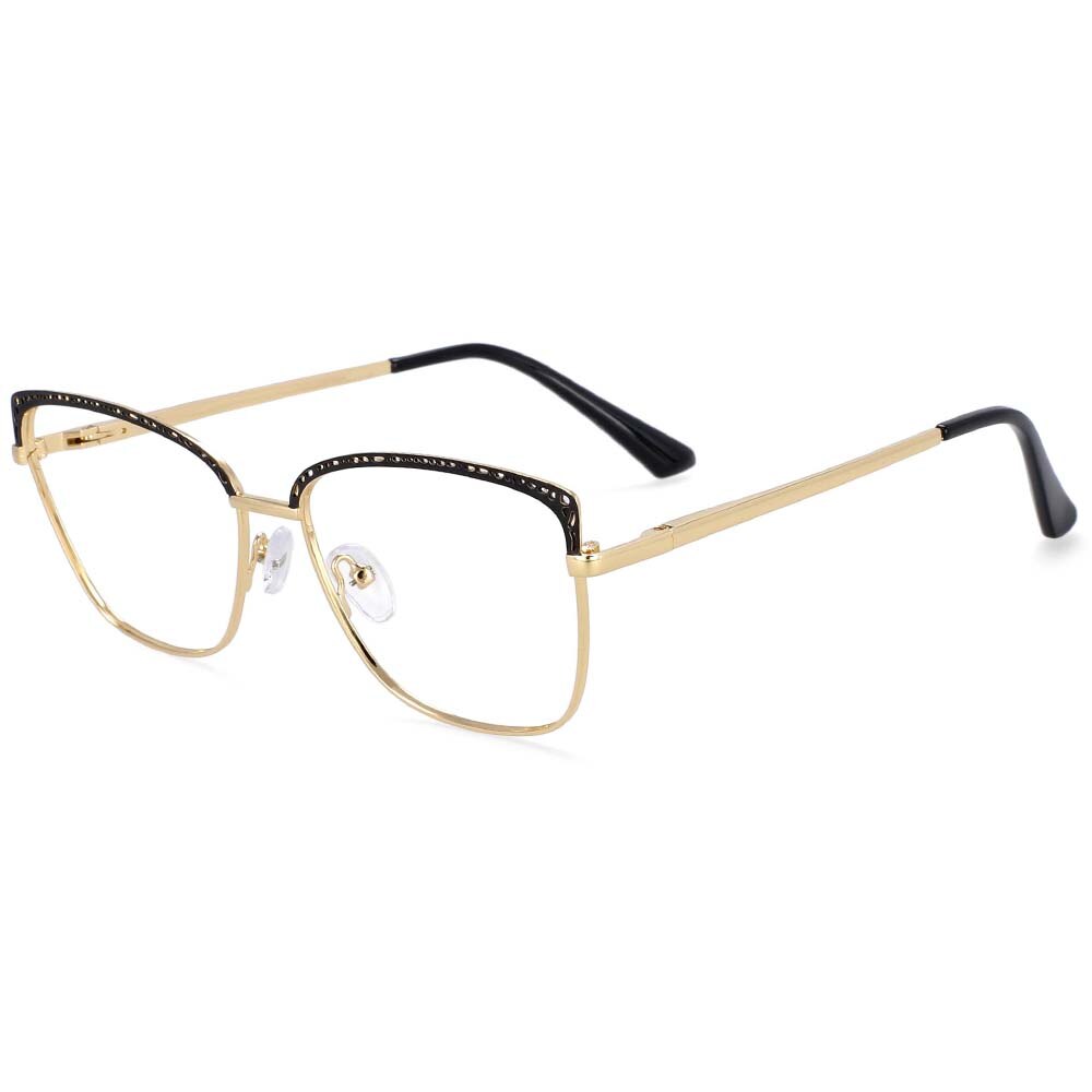 CCspace Women's Full Rim Square Tr 90 Titanium Frame Eyeglasses 54196 Full Rim CCspace Black