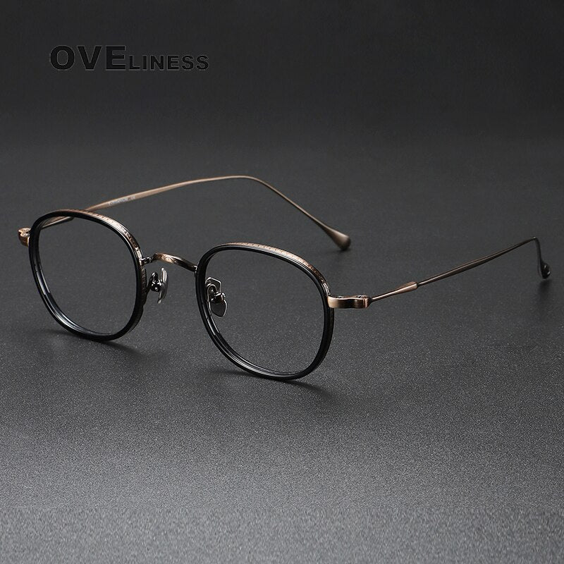 Oveliness Unisex Full Rim Round Square Titanium Eyeglasses 137 Full Rim Oveliness bronze
