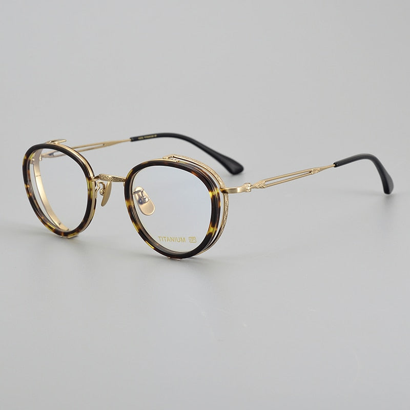 Muzz Unisex Full Rim Irregular Round Acetate Titanium Eyeglasses E004 Full Rim Muzz C2