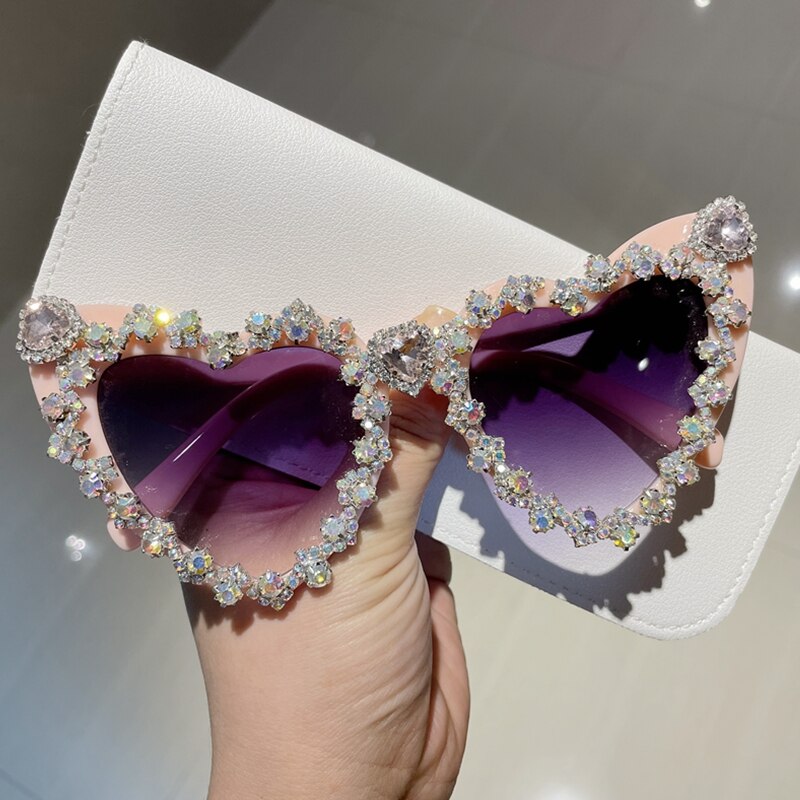 Monique Orenda Women's Full Rim Heart Acetate Frame UV400 Sunglasses 21312 Sunglasses Monique Orenda Pink grey Other
