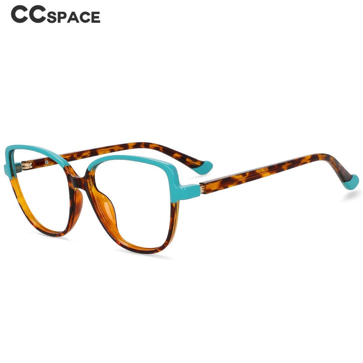 CCspace Unisex Full Rim Square Cat Eye Tr 90 Titanium Eyeglasses 55682 Full Rim CCspace