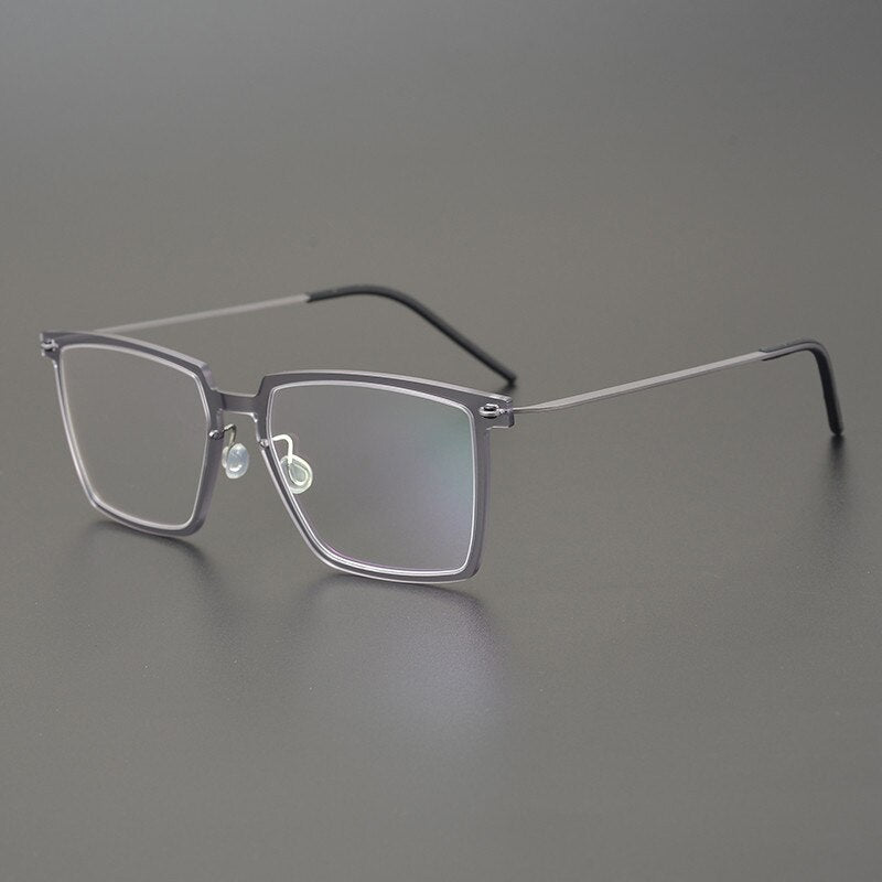 Gatenac Unisex Full Rim Square Acetate Titanium Eyeglasses Gxyj949 Full Rim Gatenac Gray