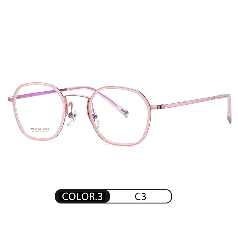Reven Jate Unisex Full Rim Round Square Acetate Titanium Frame Eyeglasses R2322 Full Rim Reven Jate C3