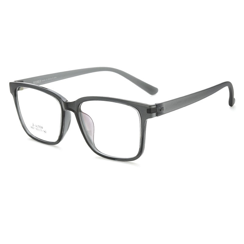 Yimaruili Unisex Full Rim Large Square Screwless Tr 90 Eyeglasses Full Rim Yimaruili Eyeglasses Dark Gray