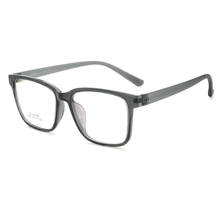 Yimaruili Unisex Full Rim Large Square Screwless Tr 90 Eyeglasses Full Rim Yimaruili Eyeglasses Dark Gray
