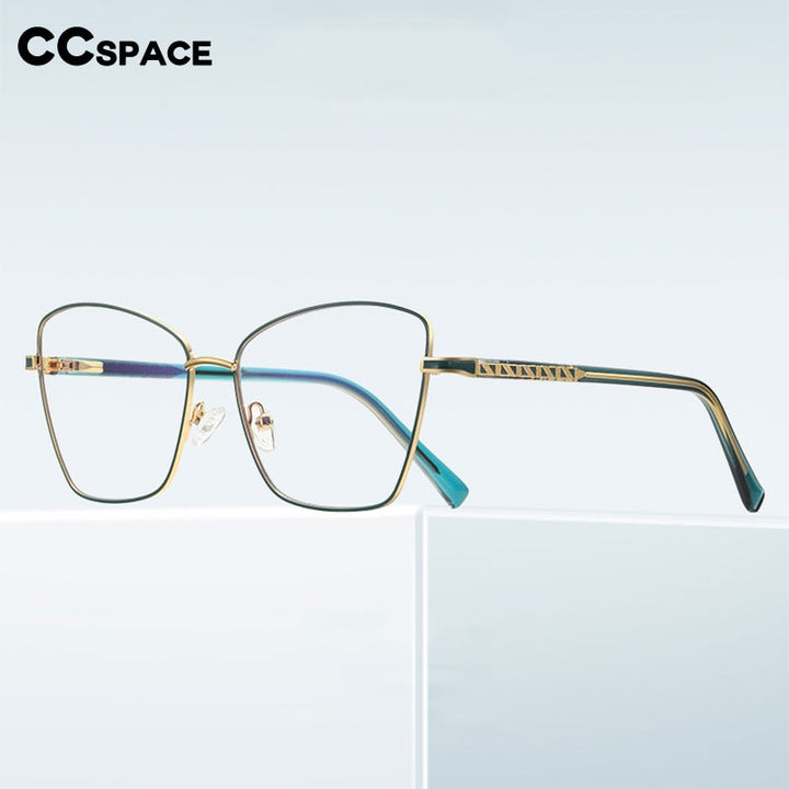 CCspace Unisex Full Rim Square Cat Eye Alloy Eyeglasses 55527 Full Rim CCspace