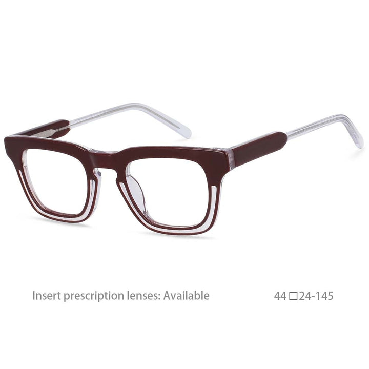 CCspace Unisex Full Rim Square Acetate Frame Eyeglasses 54386 Full Rim CCspace Brown China