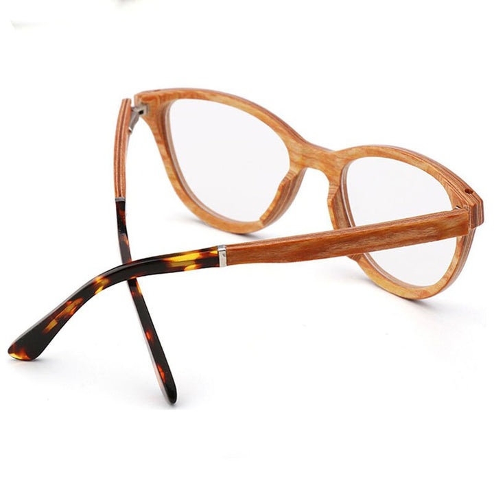 Hdcrafter Unisex Full Rim Square Cat Eye Wood Eyeglasses 56362 Full Rim Hdcrafter Eyeglasses