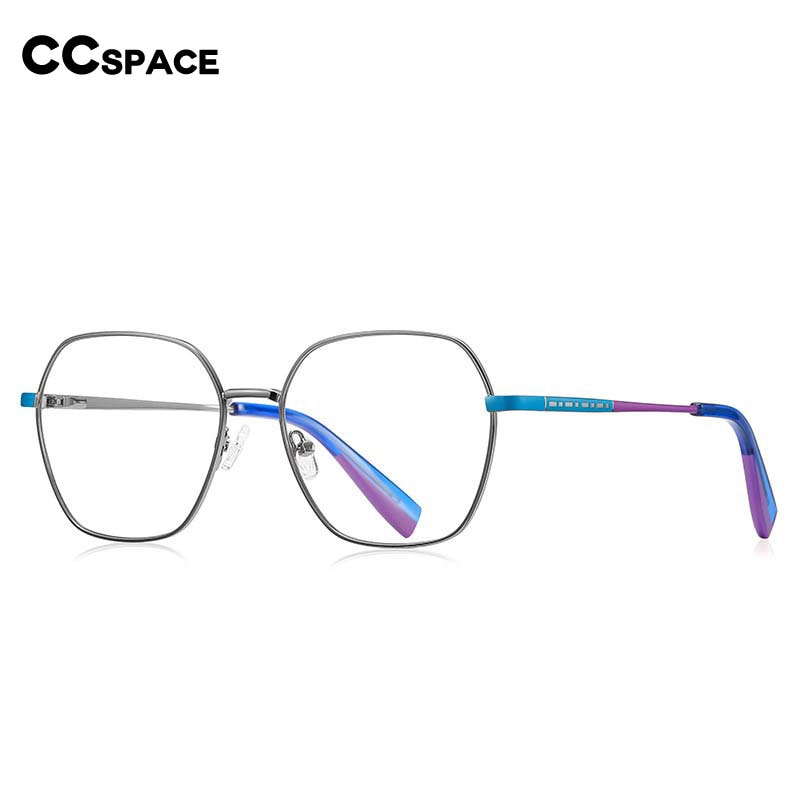 CCspace Women's Full Rim Polygon Square Stainless Steel Eyeglasses 54712 Full Rim CCspace
