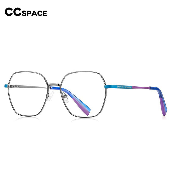 CCspace Women's Full Rim Polygon Square Stainless Steel Eyeglasses 54712 Full Rim CCspace