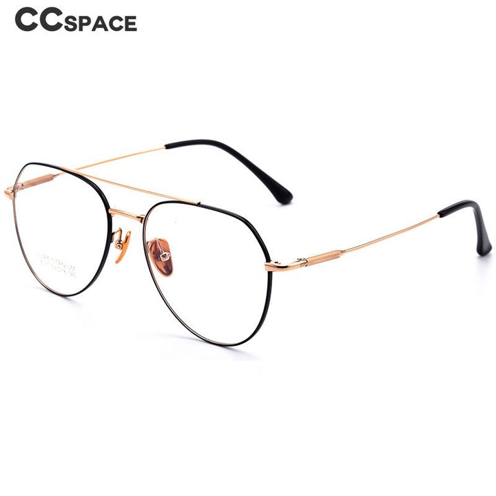 CCspace Unisex Full Rim Oval Double Bridge Big Titanium Eyeglasses 55642 Full Rim CCspace