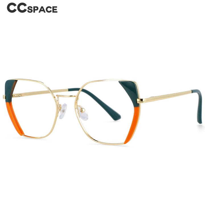 CCspace Women's Full Rim Polygonal Cat Eye Alloy Acetate Frame Eyeglasses 54175 Full Rim CCspace