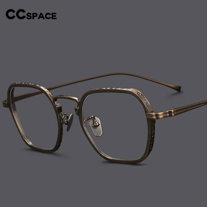 CCspace Unisex Full Rim Irregular Square Titanium Eyeglasses 54974 Full Rim CCspace