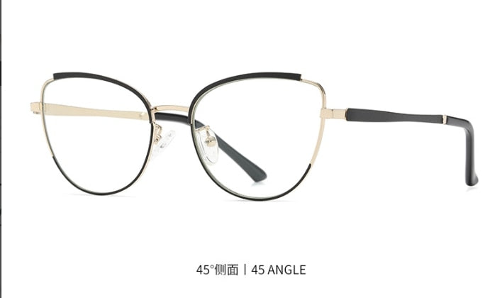 CCspace Women's Semi Rim Square Cat Eye Alloy Eyeglasses 55606 Semi Rim CCspace China Black