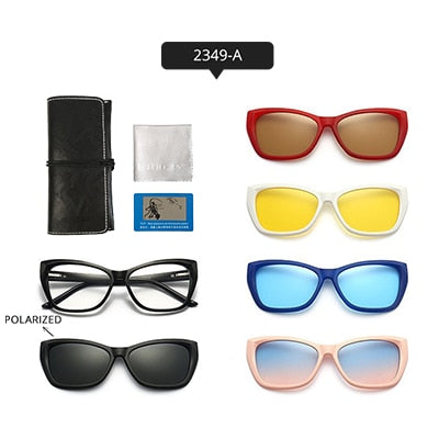 Ralferty Women's Full Rim Square Cat EyeTr 90 Acetate Eyeglasses With Clip On Sunglasses TR2345 With Clip Ons Ralferty 2349-A China As picture