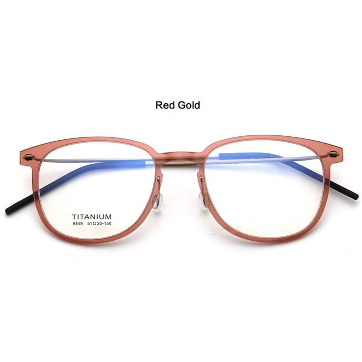 Muzz Unisex Full Rim Square Screwless Handcrafted Acetate IP Titanium Eyeglasses N6459 Full Rim Muzz C2