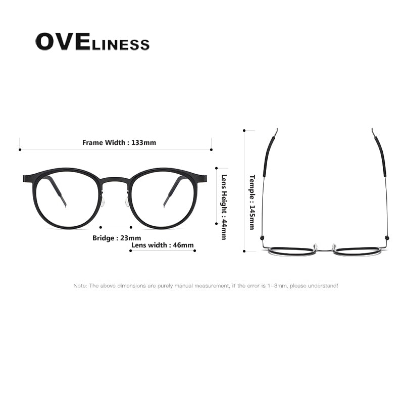 Oveliness Men's Full Rim Round Acetate Titanium Eyeglasses 9704 Full Rim Oveliness