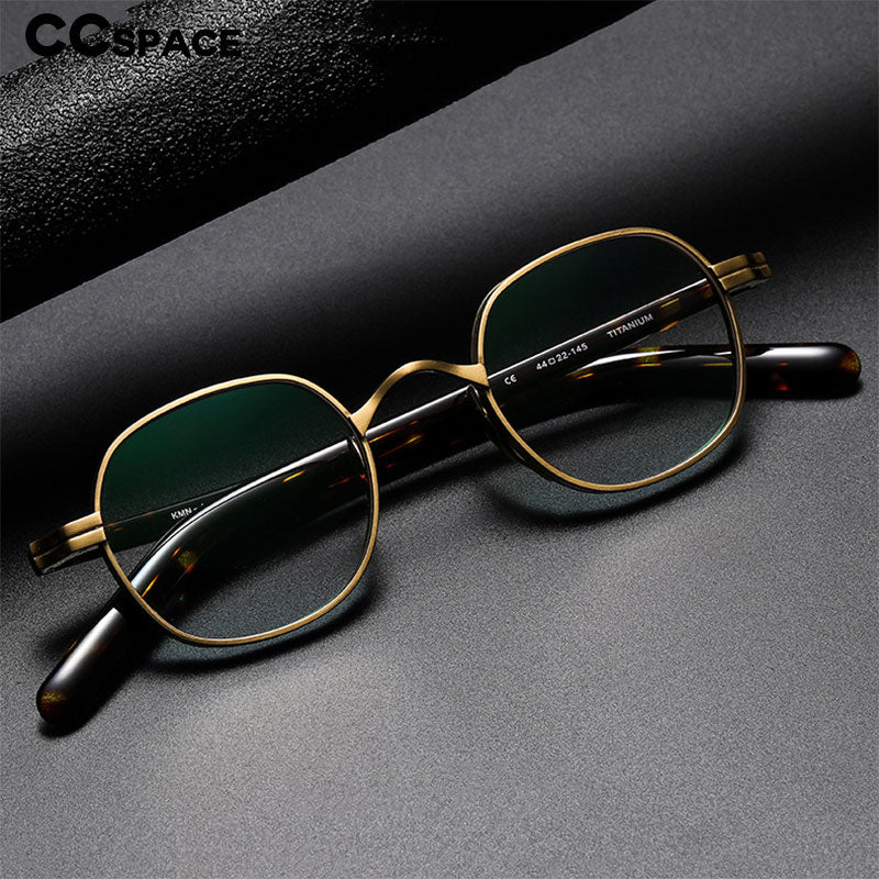 CCspace Unisex Full Rim Irregular Round Acetate Titanium Eyeglasses 53314 Full Rim CCspace