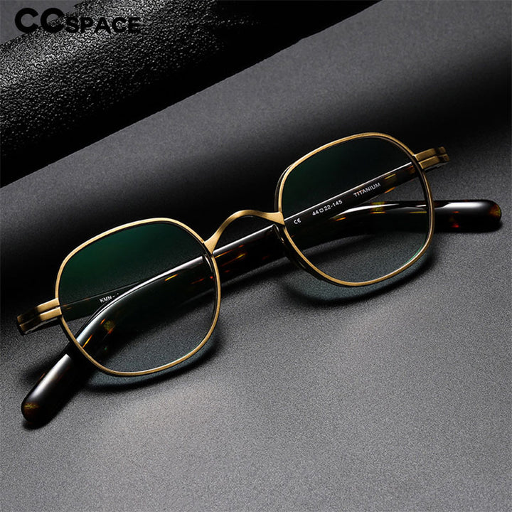 CCspace Unisex Full Rim Irregular Round Acetate Titanium Eyeglasses 53314 Full Rim CCspace