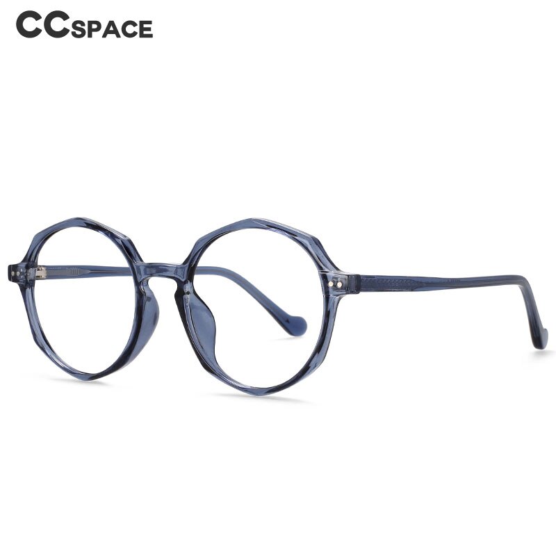 CCspace Unisex Full Rim Polygon Round Acetate Tr 90 Eyeglasses 53168 Full Rim CCspace
