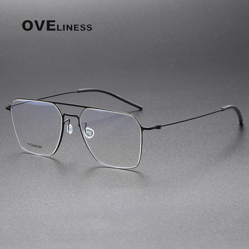 Oveliness Unisex Full Rim Square Double Bridge Titanium Eyeglasses 5517 Full Rim Oveliness