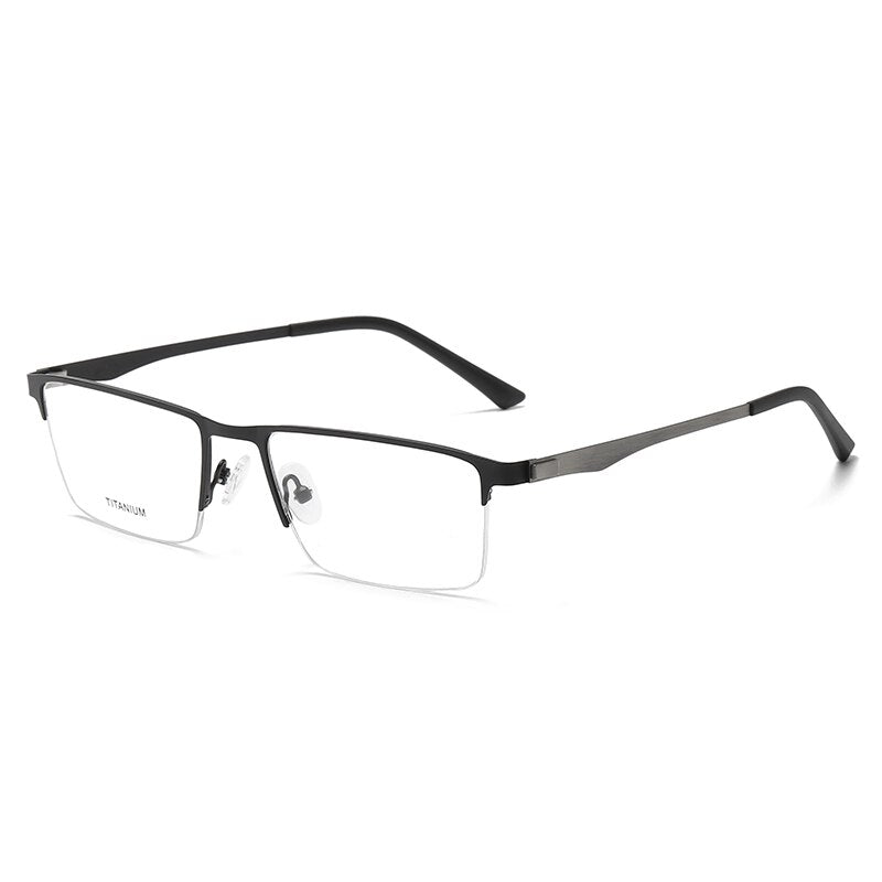 Zirosat Men's Semi Rim Square Titanium Eyeglasses P9867 Semi Rim Zirosat black