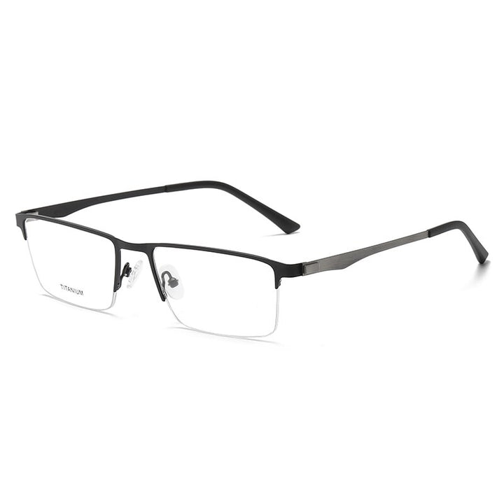 Zirosat Men's Semi Rim Square Titanium Eyeglasses P9867 Semi Rim Zirosat black