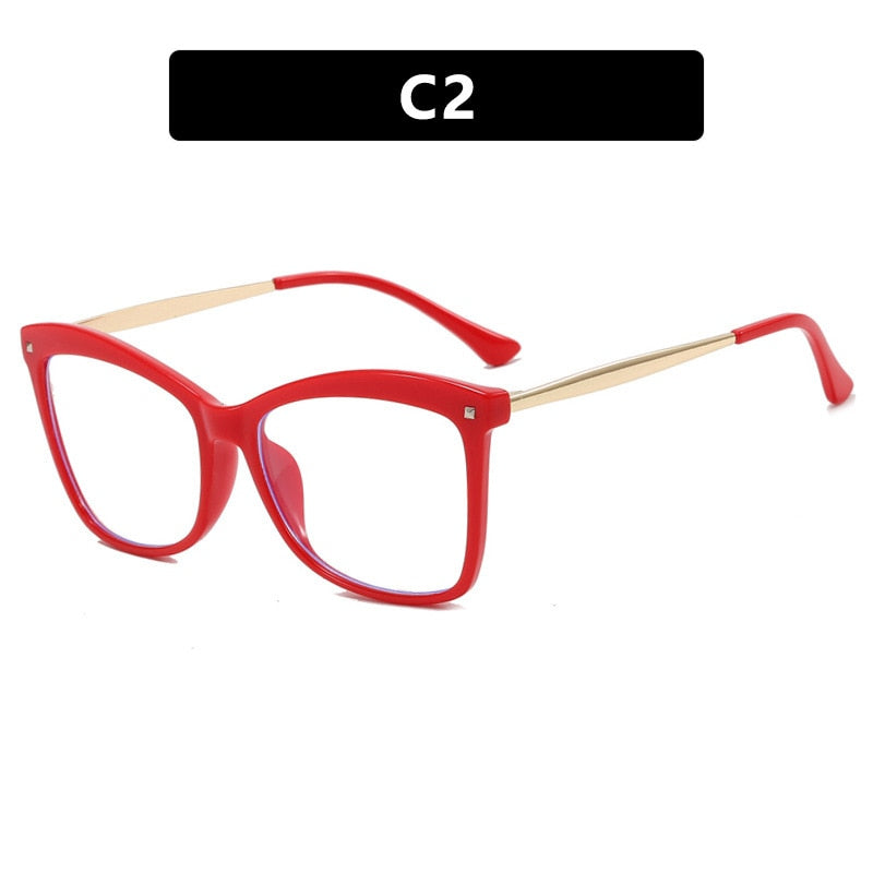 CCspace Unisex Full Rim Square Cat Eye Acetate Eyeglasses 55532 Full Rim CCspace China Red