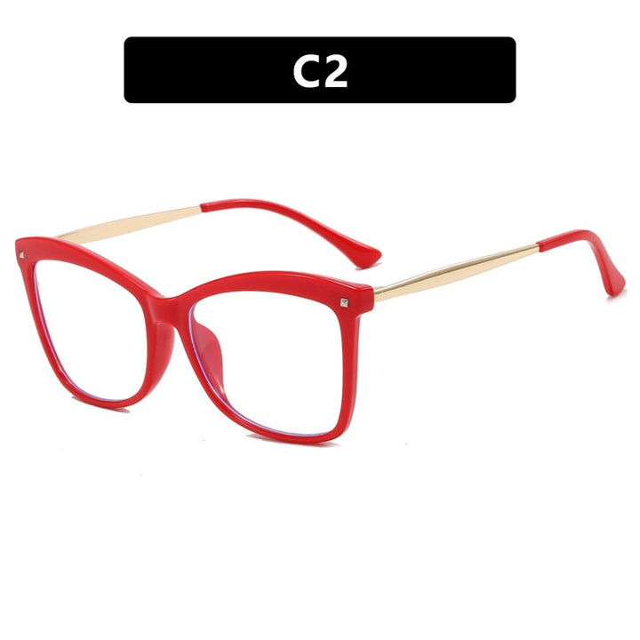 CCspace Unisex Full Rim Square Cat Eye Acetate Eyeglasses 55532 Full Rim CCspace China Red