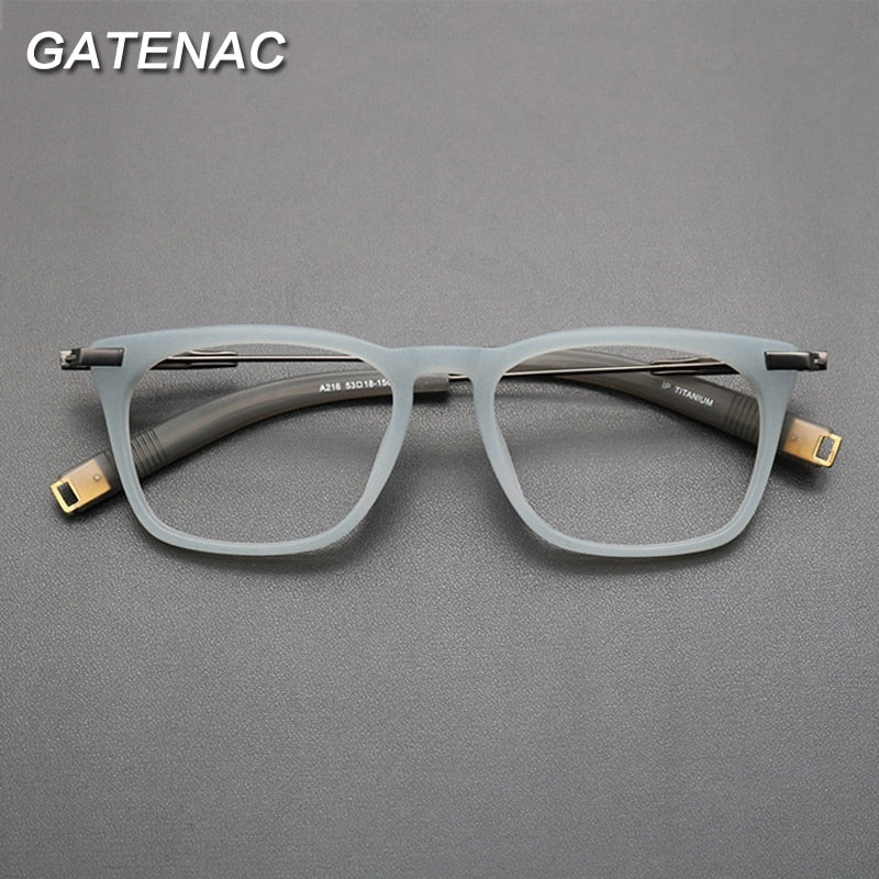Gatenac Unisex Full Rim Square Titanium Acetate Frame Eyeglasses Gxyj768 Full Rim Gatenac