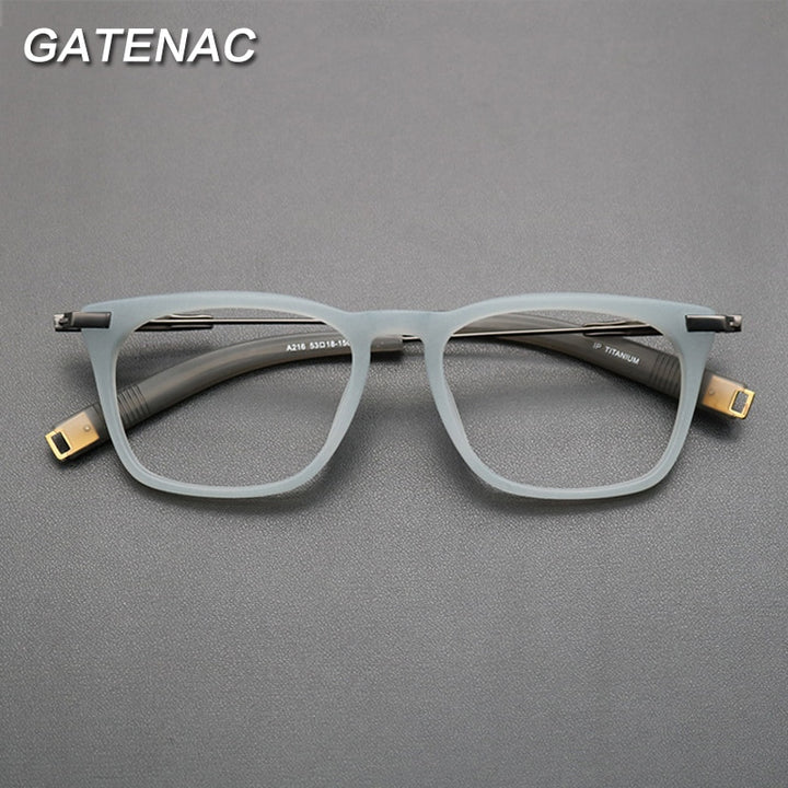 Gatenac Unisex Full Rim Square Titanium Acetate Frame Eyeglasses Gxyj768 Full Rim Gatenac
