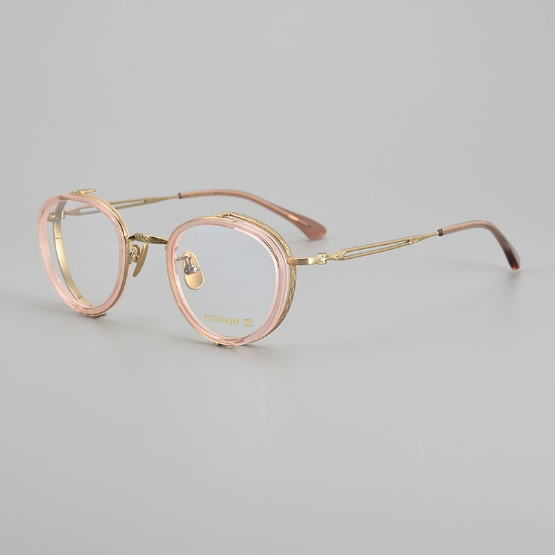 Muzz Unisex Full Rim Irregular Round Acetate Titanium Eyeglasses E004 Full Rim Muzz C3