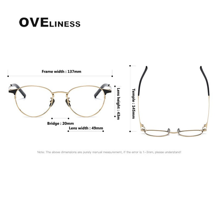 Oveliness Unisex Full Rim Round Titanium Eyeglasses 960 Full Rim Oveliness