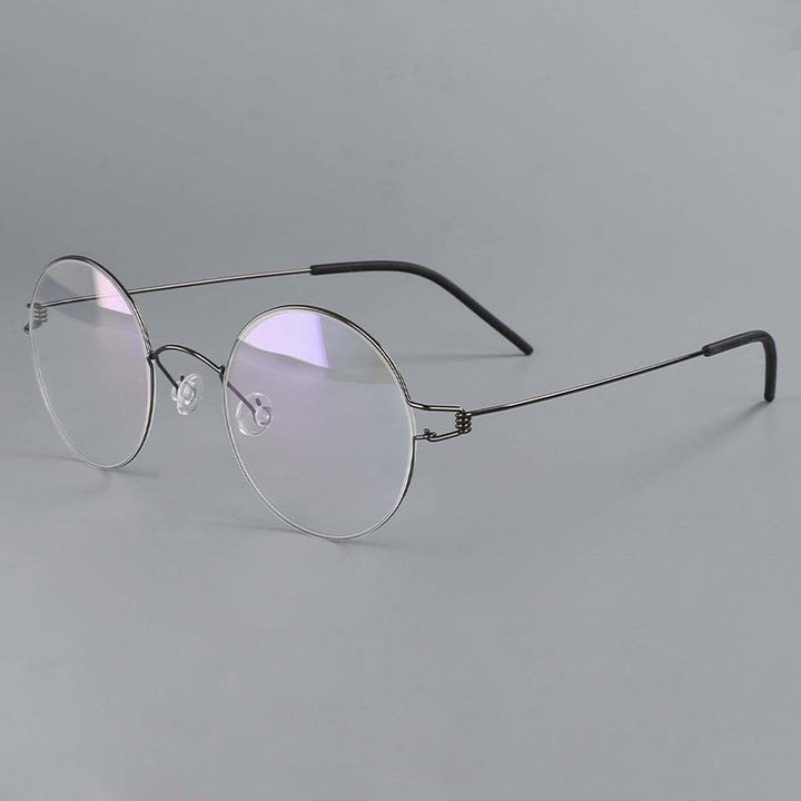 CCspace Unisex Full Rim Round Titanium Alloy Screwless Eyeglasses 54710 Full Rim CCspace China Gun
