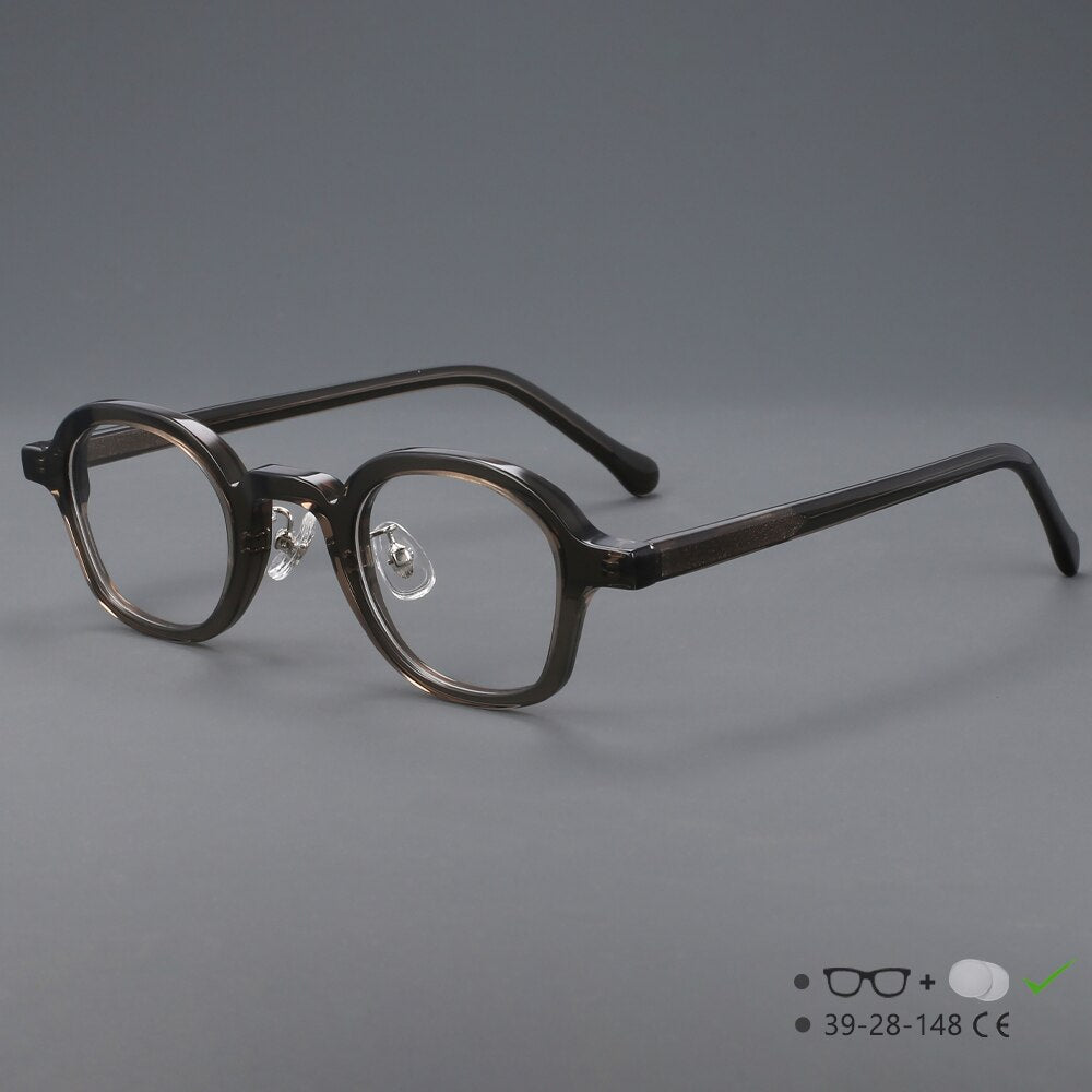 CCspace Unisex Full Rim Round Handcrafted Acetate Eyeglasses 55698 Full Rim CCspace Gray China
