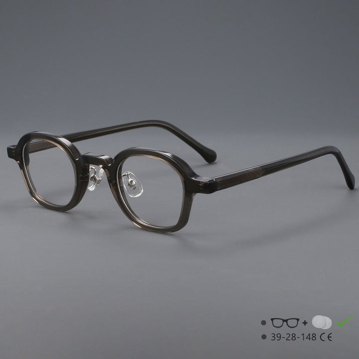 CCspace Unisex Full Rim Round Handcrafted Acetate Eyeglasses 55698 Full Rim CCspace Gray China