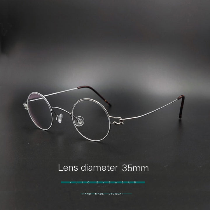 Yujo Unisex Full Rim Round Stainless Steel Small Eyeglasses Y065 Full Rim Yujo