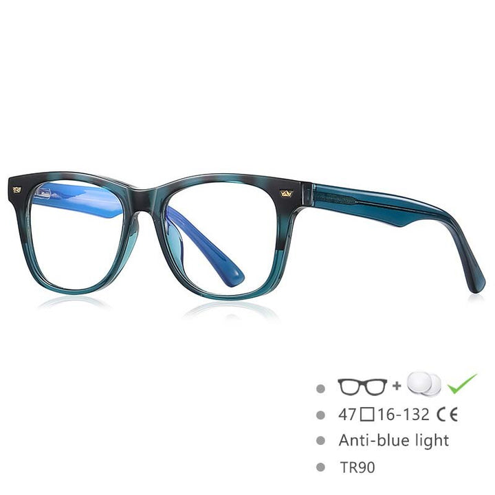 CCspace Children's Unisex Full Rim Square Tr 90 Titanium Frame Eyeglasses 54574 Full Rim CCspace Cyan-leopard China