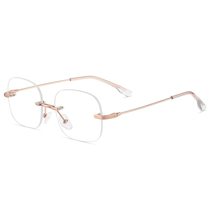 Handoer Men's Rimless Customized Lens Shape Titanium Eyeglasses 31315 Rimless Handoer Rose Gold  