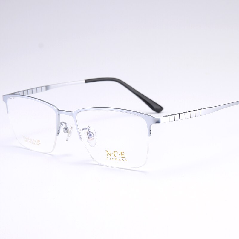 Reven Jate Men's Semi Rim Square Titanium Eyeglasses 5003 Semi Rim Reven Jate Silver  