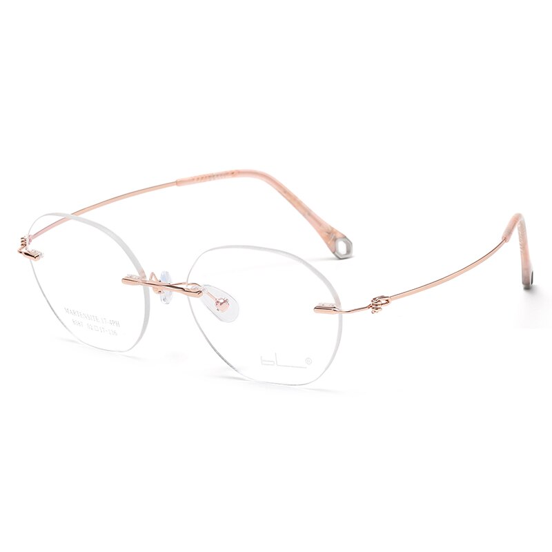 Reven Jate Unisex Rimless Rectangle Titanium Alloy Eyeglasses 8587 Rimless Reven Jate rose golden