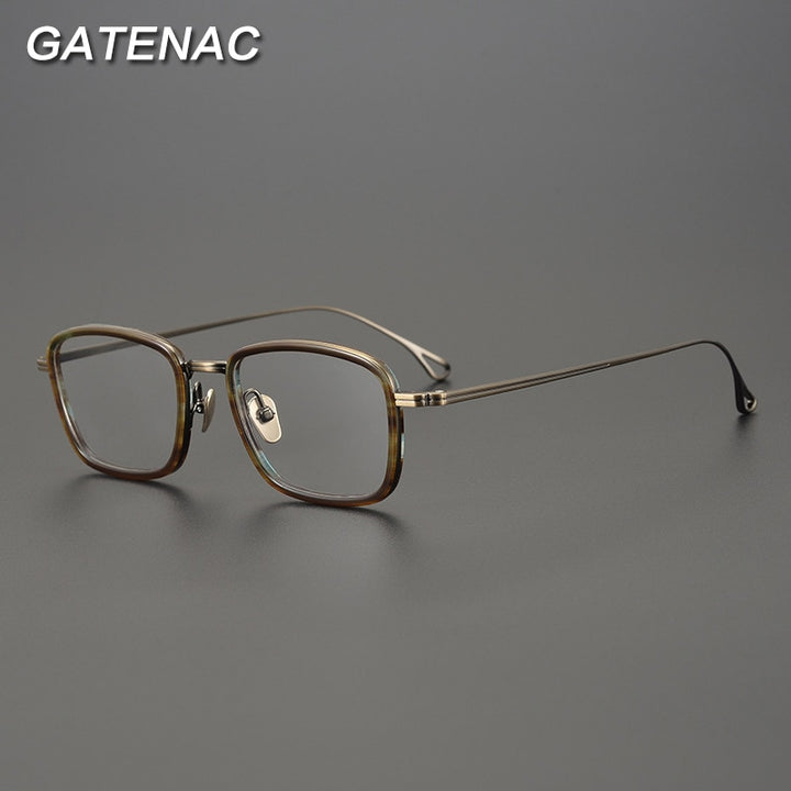 Gatenac Unisex Full Rim Square Titanium Acetate Frame Eyeglasses Gxyj785 Full Rim Gatenac