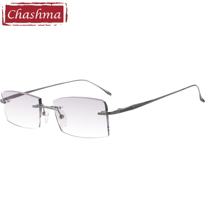 Chashma Ottica Men's Rimless Square Rectangle Titanium Eyeglasses Tinted Lenses 98069 Rimless Chashma Ottica   