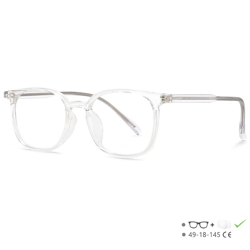 CCspace Unisex Full Rim Square Tr 90 Acetate Eyeglasses 55518 Full Rim CCspace White China