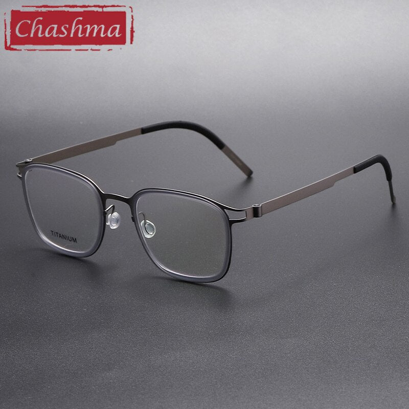 Chashma Ottica Unisex Full Rim Square Acetate Titanium Eyeglasses 9912 Full Rim Chashma Ottica Transparent Gray